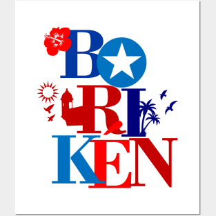 Puerto Rico Boriken Flag Colors Boricua Symbols Posters and Art